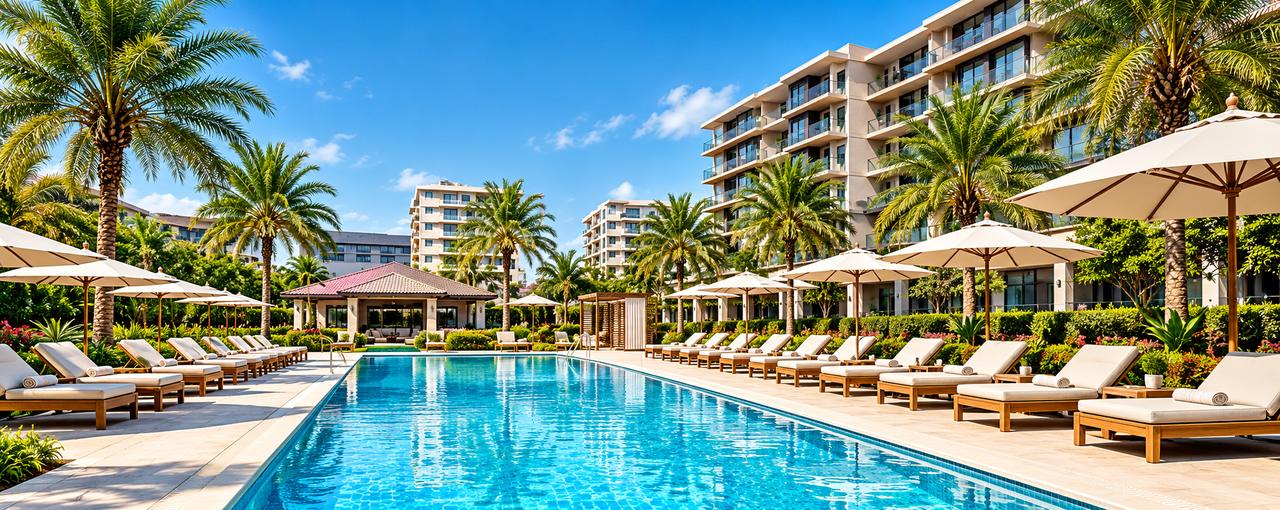 Swimming pool deck at Riverfront Residences