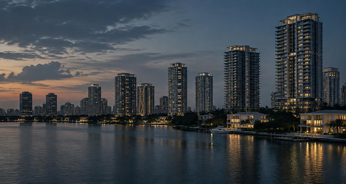Prime Lagos waterfront residential towers at dusk